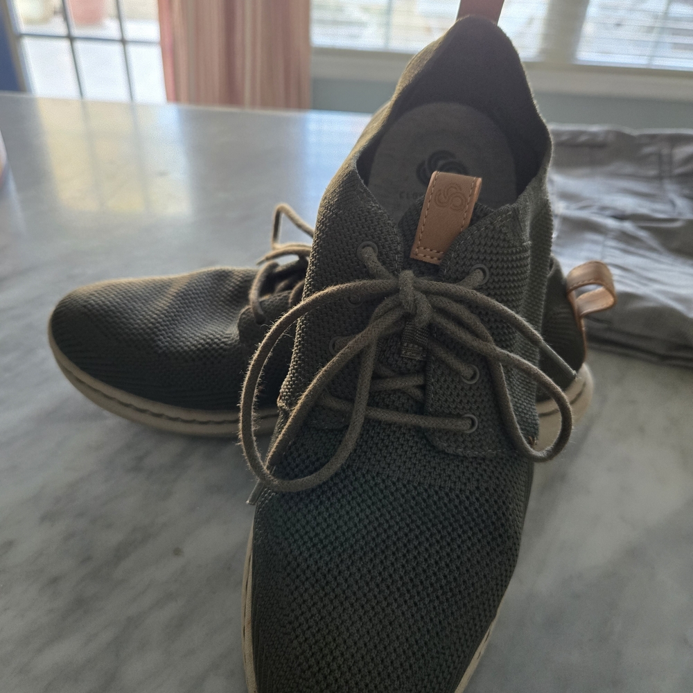 Clarks Dark Green Knit Lace-Up Sneakers